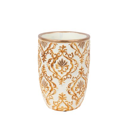VASE CEMENT CREAM - GOLD 13.5x13.5x17cm