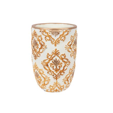 VASE CEMENT CREAM - GOLD 15.5x15.5x23cm