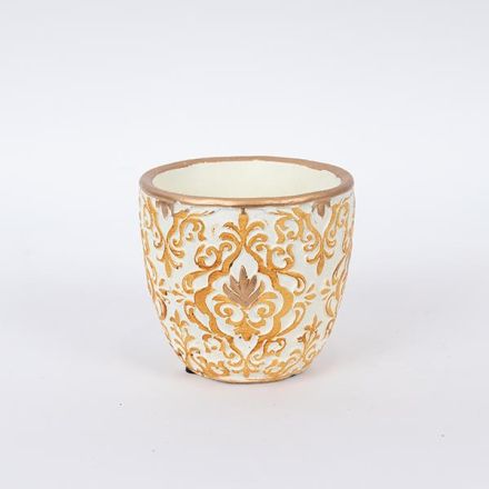 POT CEMENT CREAM - GOLD 14x14x13cm