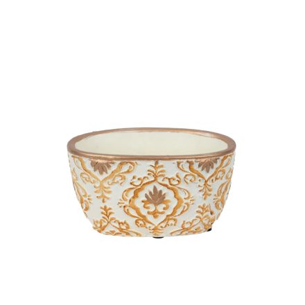 POT CEMENT CREAM - GOLD 18x10.5x10cm