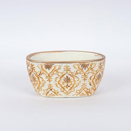 POT CEMENT CREAM - GOLD 18x10.5x10cm