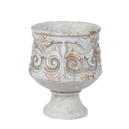 VASE CEMENT WHITE 17.5x17.5x21cm