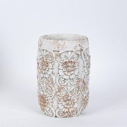 VASE CEMENT WHITE 17.5x17.5x25cm