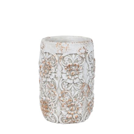 VASE CEMENT WHITE 17.5x17.5x25cm