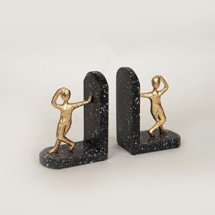 S/2 ΒΙΒΛΙΟΣΤΑΤΗΣ ΠΟΛΥΡΕΣΙΝ ΜΑΥΡΟΣ - ΧΡΥΣΟΣ 21.7x6.5x14.7cm