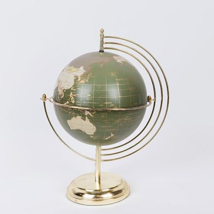 METAL GLOBE GOLD - OLIVE 22x28x36cm