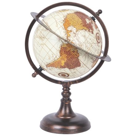 METAL GLOBE GOLD - BEIGE 18x16x30cm
