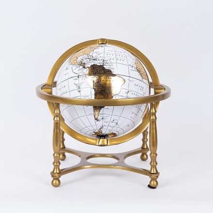 METAL GLOBE GOLD - WHITE 32x32x32cm