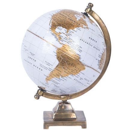 METAL GLOBE GOLD - WHITE 22x22x32cm