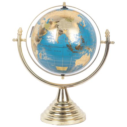 METAL GLOBE GOLD - BLUE 20x31x36cm