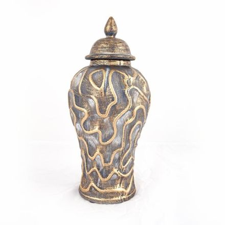 VASE CERAMIC GOLD - GREY 17.5x17.5x38.5cm