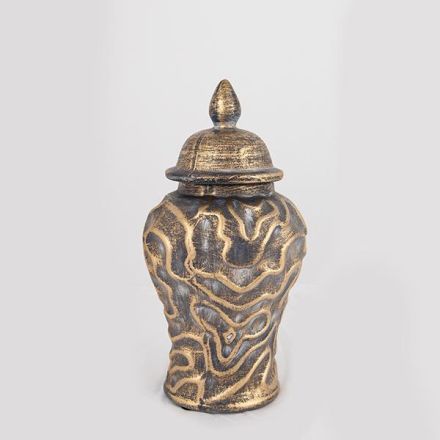 ΒΑΖΟ ΜΕ ΚΑΠΑΚΙ ΚΕΡΑΜΙΚΟ ΧΡΥΣΟ - ΓΚΡΙ 15x15x29cm