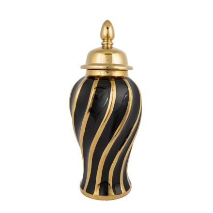 VASE CERAMIC GOLD - BLACK 17.5x17.5x40.8cm