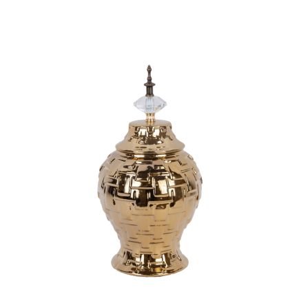 VASE CERAMIC GOLD 16x16x33cm