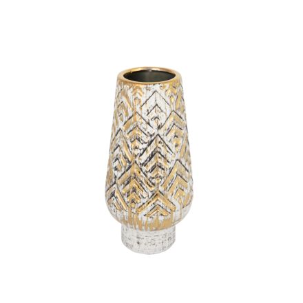 VASE CERAMIC WHITE - GOLD 12.5x12.5x31cm