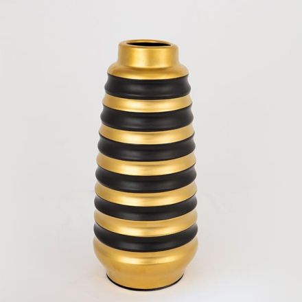 ΒΑΖΟ ΚΕΡΑΜΙΚΟ ΜΑΥΡΟ - ΧΡΥΣΟ 13.5x13.5x30.5cm