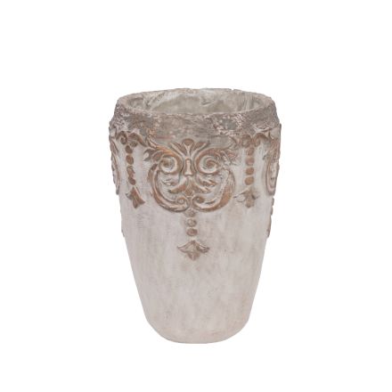 VASE CEMENT  BEIGE 16x16x23.5cm