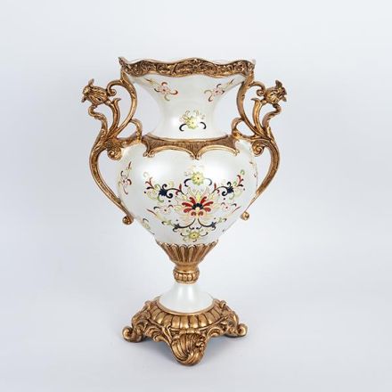 ΒΑΖΟ ΠΟΛΥΡΕΖΙΝ ΛΕΥΚΟ - ΧΡΥΣΟ 31x19x45cm