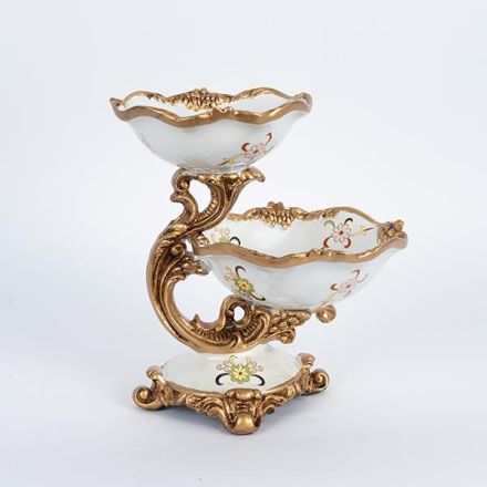 SWEET JAR POLYRESIN WHITE - GOLD 24x19x26cm