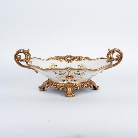 ΦΟΝΤΑΝΙΕΡΑ ΠΟΛΥΡΕΖΙΝ ΛΕΥΚΗ - ΧΡΥΣΗ 44x25x17cm