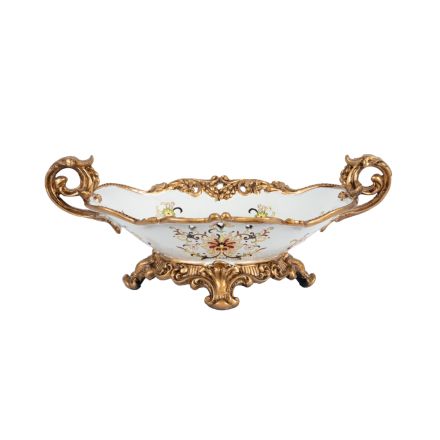 SWEET JAR POLYRESIN  WHITE - GOLD  44x25x17cm