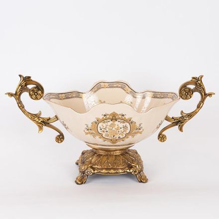 ΦΟΝΤΑΝΙΕΡΑ ΠΟΡΣΕΛΑΝΙΝΗ ΛΕΥΚΗ - ΧΡΥΣΗ 47x19x25cm