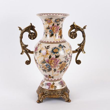 ΒΑΖΟ ΠΟΡΣΕΛΑΝΙΝΟ ΛΕΥΚΟ - ΧΡΥΣΟ 33x14.5x36cm