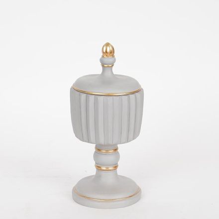 ΜΠΩΛ ΜΕ ΚΑΠΑΚΙ ΠΟΛΥΡΕΣΙΝ ΓΚΡΙ - ΧΡΥΣΟ 9x9x21cm