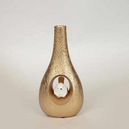 VASE POLYRESIN GOLD - WHITE 11x7.7x22.5cm