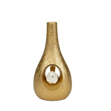 VASE POLYRESIN GOLD - WHITE 11x7.7x22.5cm
