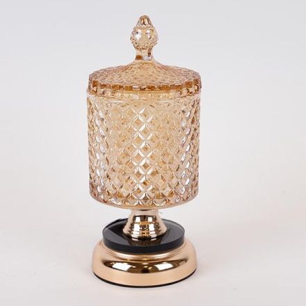 SWEET JAR GLASS WITH METAL GOLD 8.5x22cm