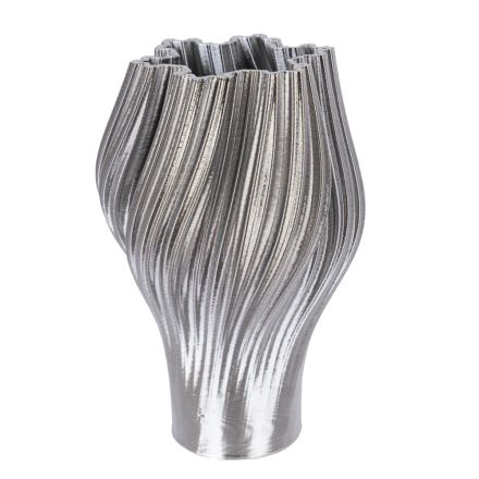 VASE PORCELAIN 3D SILVER 19.5x19.5x30cm