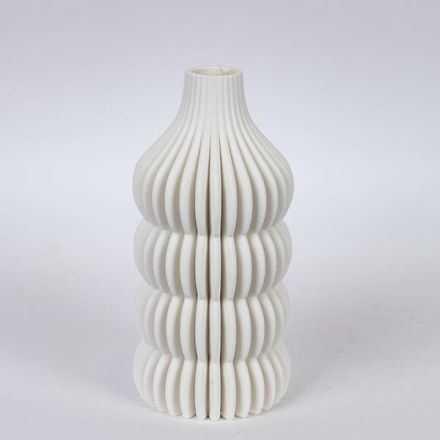 VASE PORCELAIN 3D WHITE 12x12x25cm
