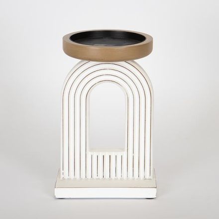 CANDLE HOLDER WOODEN WHITE 14x12.50x22cm