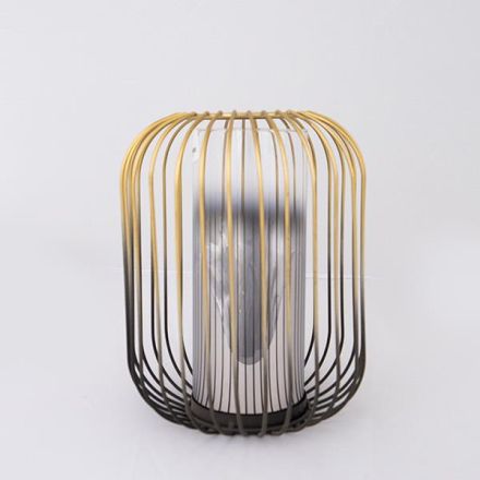 CANDLE HOLDER WITH  SILVER GLASSMETAL GOLD -BLACK 1 POSITION 20x26cm