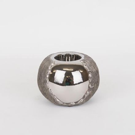 CANDLE HOLDER SILVER-BROWN 10.5x10.5x7.5cm