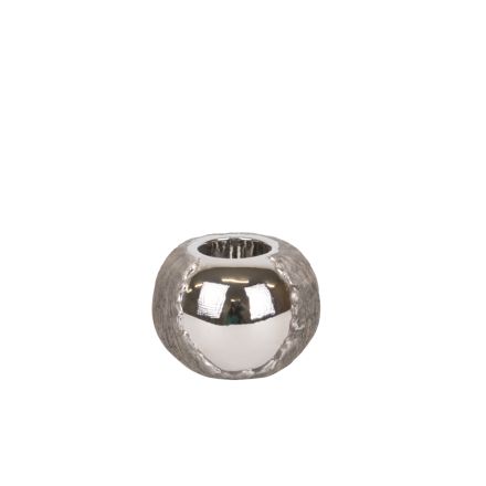 CANDLE HOLDER SILVER-BROWN 10.5x10.5x7.5cm