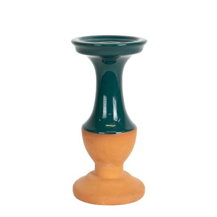 CANDLE HOLDER CERAMIC TERRACOTTA-BLACK 1 POSITION 9.5x9.5x20.7cm