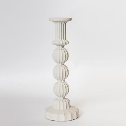 CANDLE HOLDER CERAMIC ECRU 1 POSITION 13.5x13.5x37.5cm