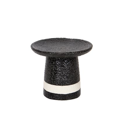 CANDLE HOLDER BLACK- WHITE 1 POSITION 15x15x13cm
