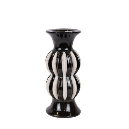 CANDLE HOLDER CERAMIC BLACK-WHITE 11.8x11.8x28cm