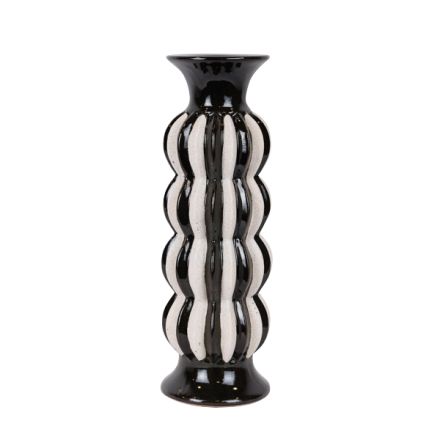 CANDLE HOLDER CERAMIC BLACK-WHITE 13x13x39.5cm