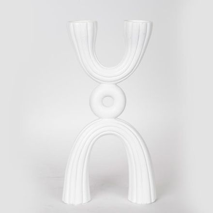 CANDLE HOLDER POLYRESIN WHITE 17x5.5x32.5cm