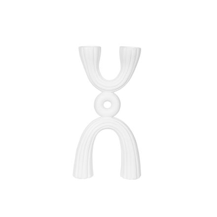 CANDLE HOLDER POLYRESIN WHITE 17x5.5x32.5cm