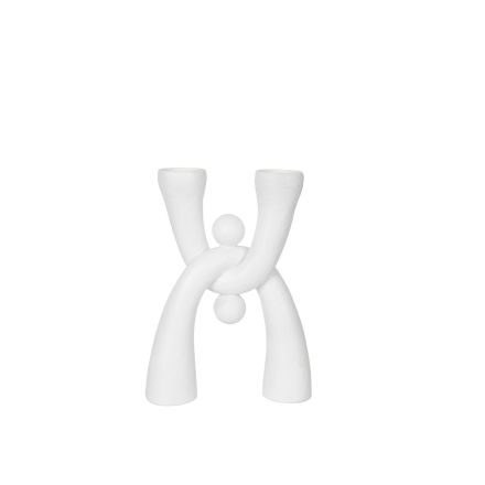 CANDLE HOLDER POLYRESIN WHITE 19x6.5x25.5cm