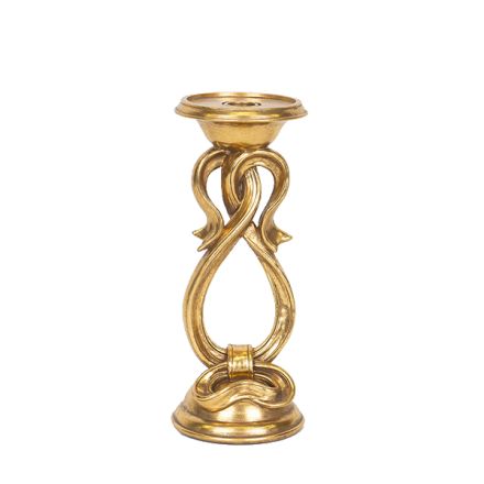 CANDLE HOLDER POLYRESIN GOLD 11x11x27cm