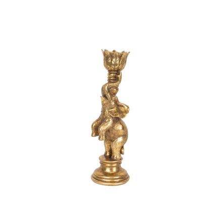 CANDLE  HOLDER ELEPHANT POLYRESIN ANTIQUE GOLD 8x8.5x27cm