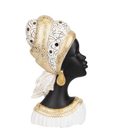 ΔΙΑΚΟΣΜΗΤΙΚΟ ΓΛΥΠΤΟ ΡΕΖΙΝ ΓΥΝΑΙΚΑ ΜΕ ΤΟΥΡΜΠΑΝΙ ΧΡΥΣΟ-ΛΕΥΚΟ-ΜΑΥΡΟ 22x11.5x38.5cm
