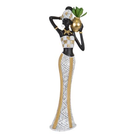 DECORATIVE FIGURE FEMALE  WITH VASE WITH FLOWER 13x7.5x39.5cm