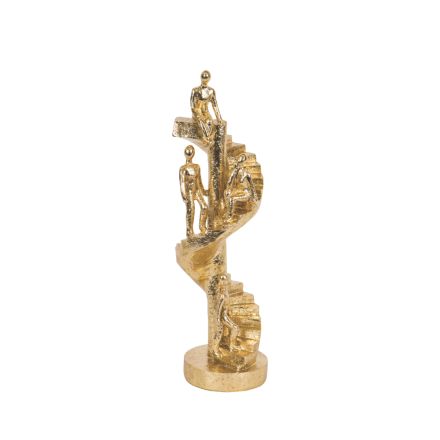 DECORATIVE SCULPTURE PEOPLE ON STAIRCASE GOLD 9.5x9.5x30.5cm